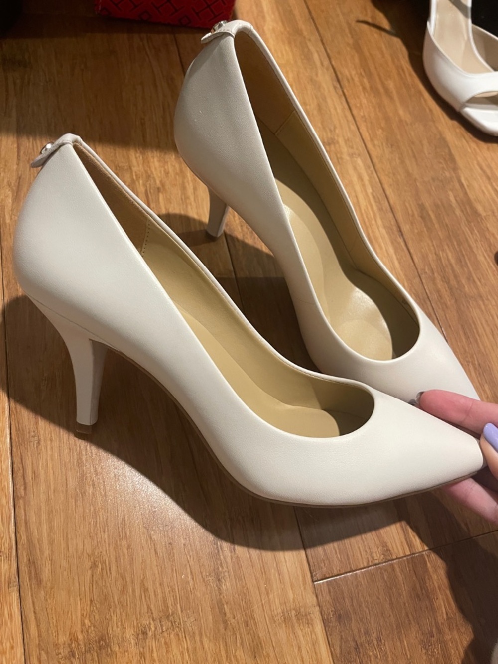 Michael Kors Ivory Pointed Toe Mid-Heel Pumps